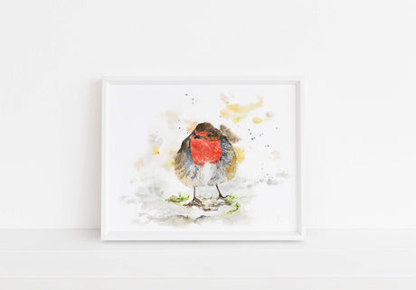 'Among the Twigs' -Watercolour Robin Wall Art Print, Christmas / WinterTheme Bird Lover Gift Idea, British Bird Traditional Home Decor