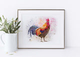 Rooster Wall Art for Kitchen, Chicken Print, Cockerel Picture Watercolor, watercolor rooster paintings, watercolour art