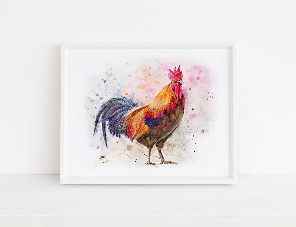 chicken watercolor painting, watercolor rooster, chicken watercolor painting, chicken painting, watercolor cockerel art