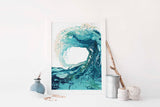 Wave Art Painting, Ocean Wave Wall Art Print, Wave Picture Art, Beach Wall Art, Seascape Wall Art, Coastal Wall Art UK