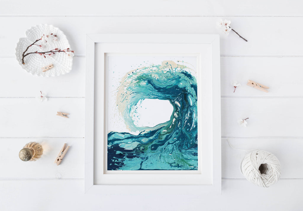 Ocean Wave Painting, Blue Sea Prints, Stormy Sea Poster, Ocean Poster, Seascape Prints UK, Contemporary Posters UK