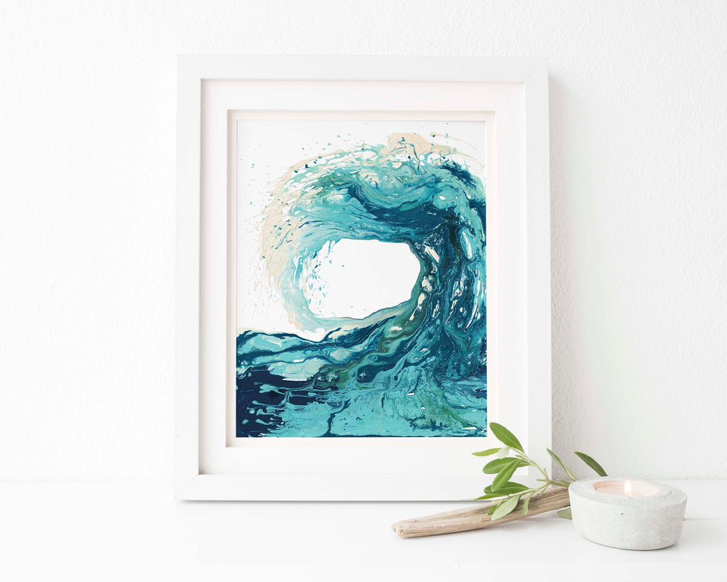 Ocean Wave Print, Ocean Wave Painting Wall Art, Sandbanks Wave Gift, Sandbanks Waves, Sandbanks Surfing, Ocean Wave Art
