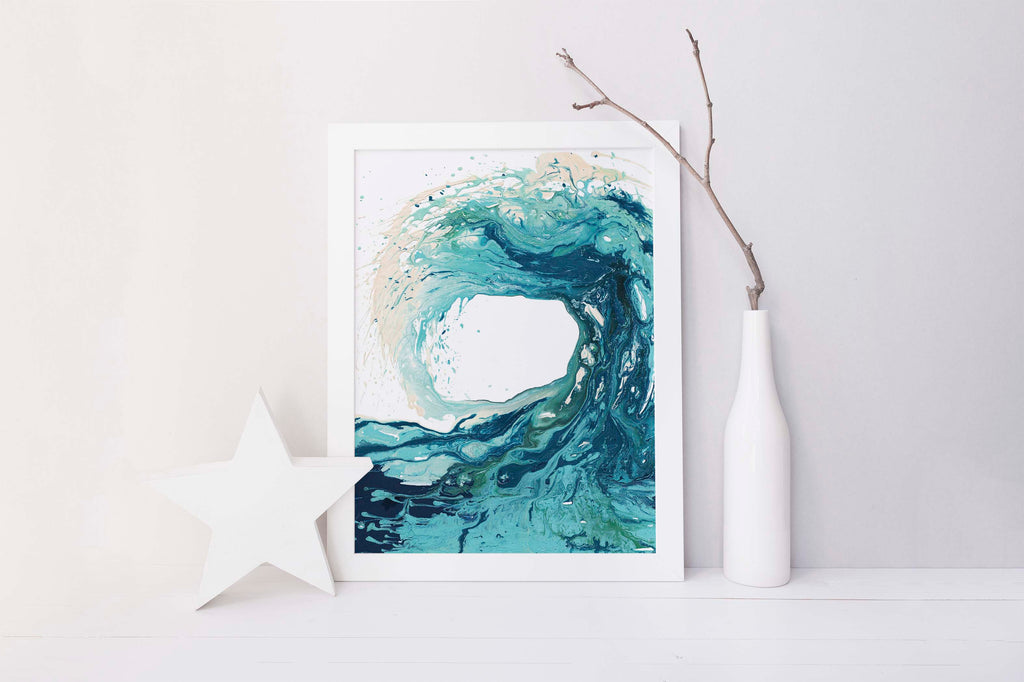 Abstract Ocean Waves, Abstract Beach Painting, Abstract Art Blue, Abstract Art Prints UK, Blue Abstract Art UK,