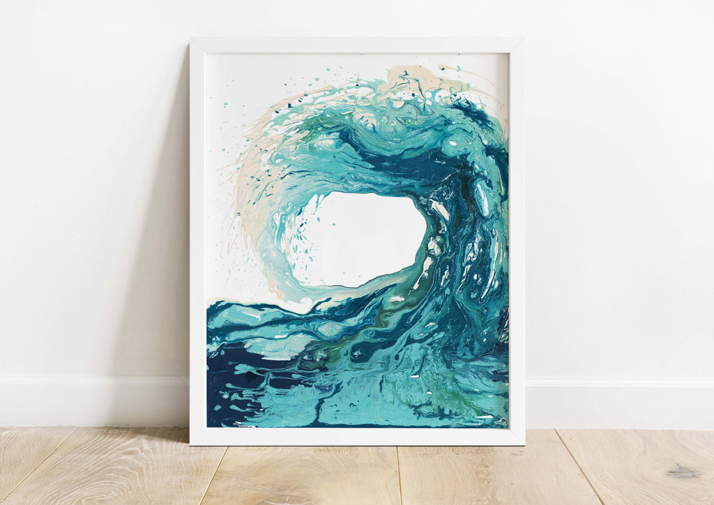 Abstract Ocean Wave Print For Wall, Ocean Prints UK, Wave Pictures, Quirky Wall Art, ocean wave print surf, ocean wave art