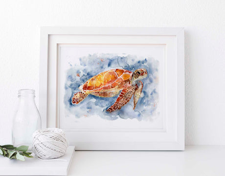 sea turtle watercolor painting, sea turtle watercolor decor, watercolor sea turtle images, sea turtle art, beach themed wall art uk