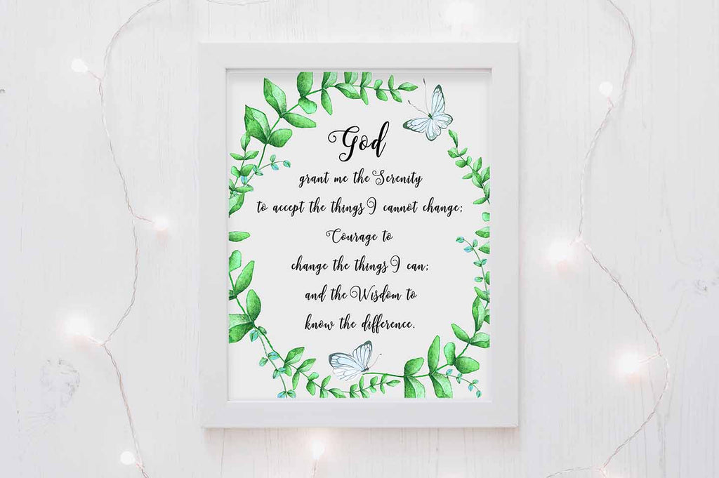 god grant me the serenity bible verse wall art print, Serenity prayer quote art for home office decoration