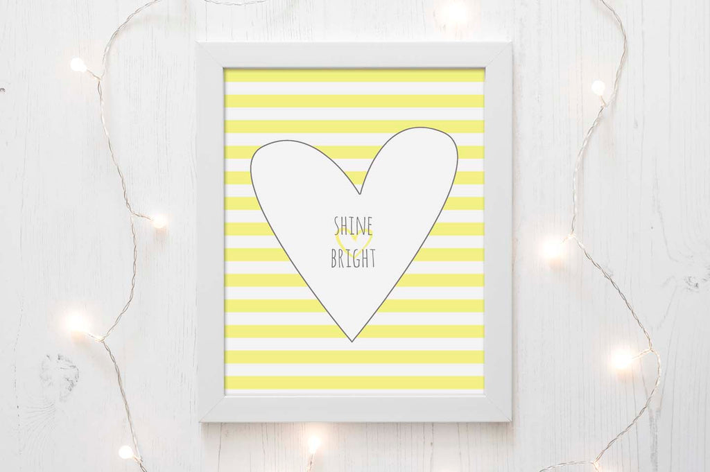 Shine Bright Picture Prints, Gray and Yellow Nursery Wall Art, Baby Girl Bedroom Decor, Girls Wall Decor For Nursery 