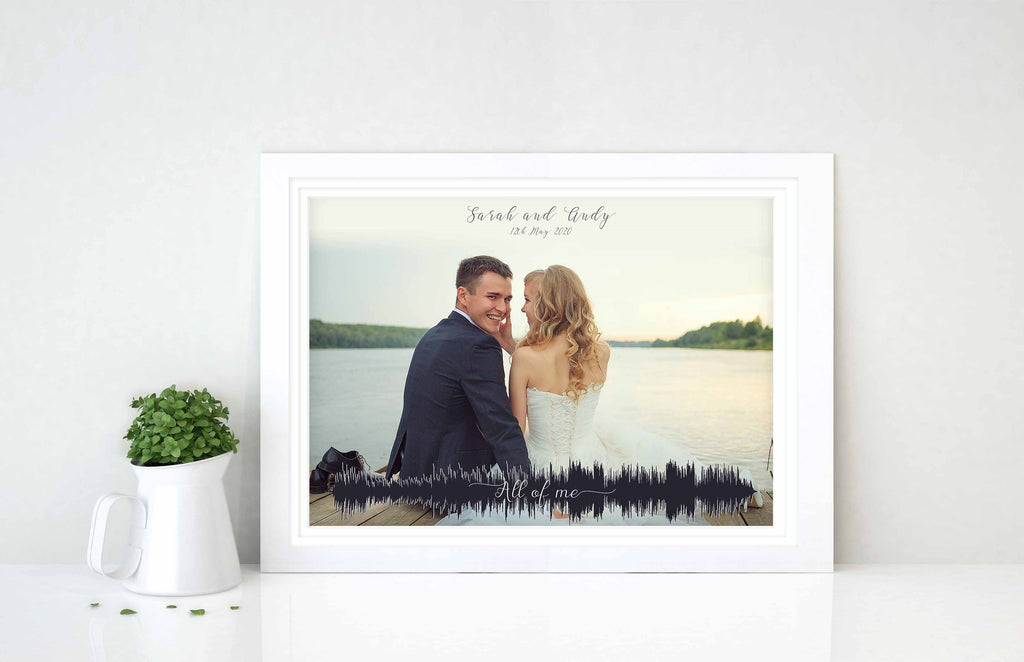 wedding soundwave picture, favourite song print, sound wave gifts for him, sound wave wedding gift, Soundwave art print with your photo