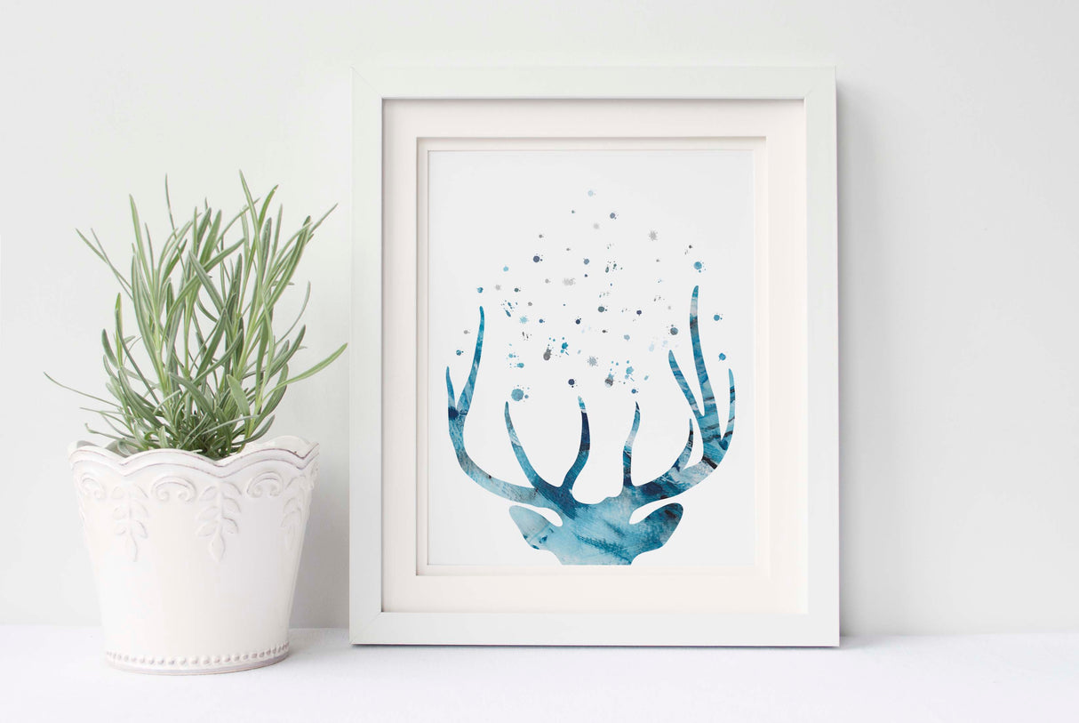 Abstract Deer Stag Head, Abstract Deer Art, Abstract Stag Print,Dear Head Abstract Deer Head Painting,Stag Head Wall Art