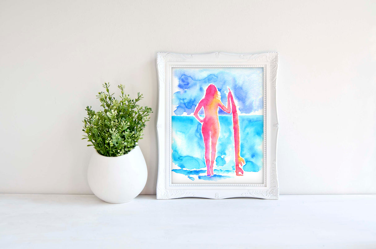 Surfer girl Pictures, Surfer Girl Painting, Surfer Girl Poster, surfer girl print, surfer girl presents, surfer girl