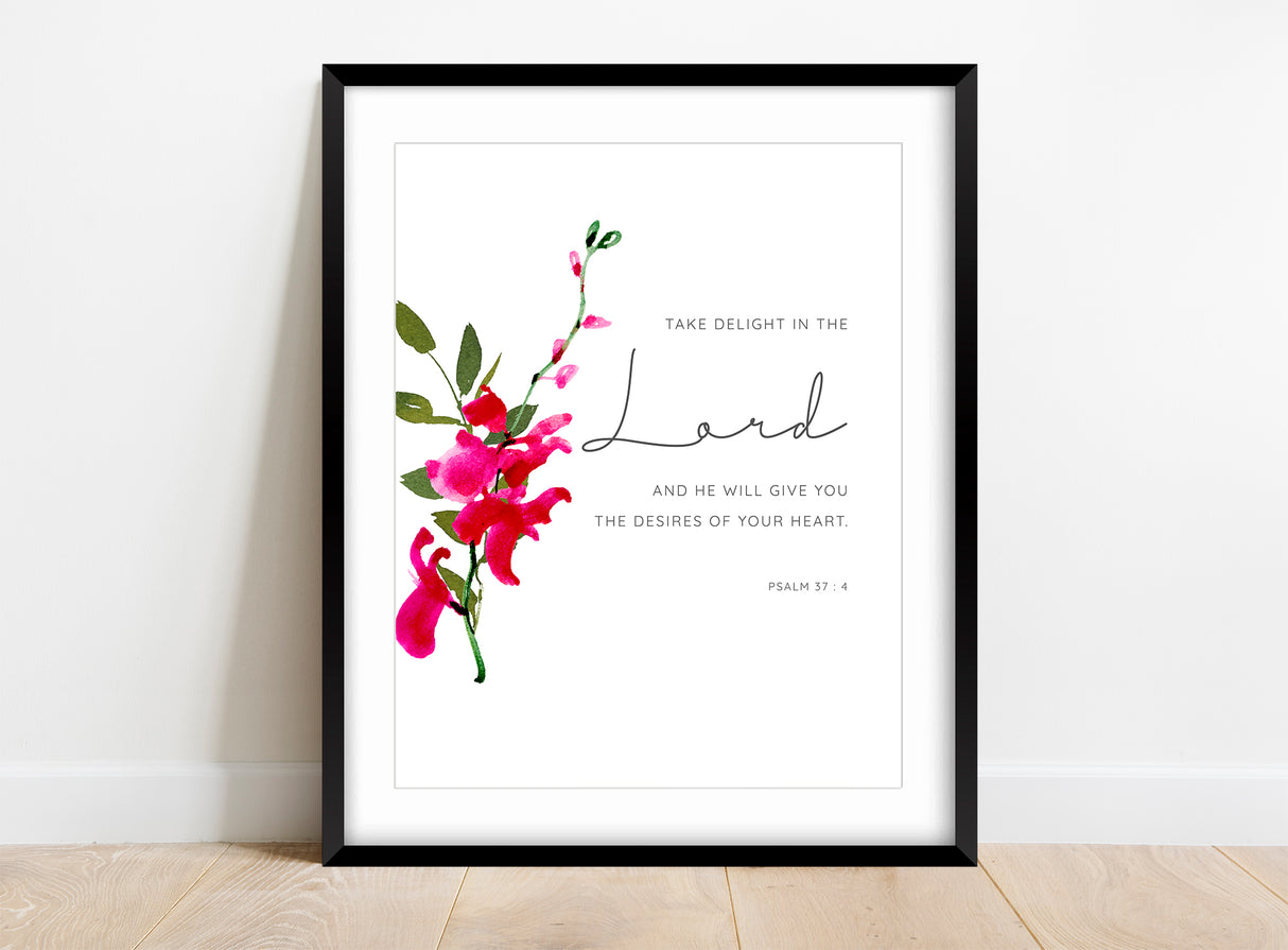 psalm 37 print, psalm 37 printable, psalm 37 wall art, psalm 37 art, watercolour bible verse art print, watercolour biblical art