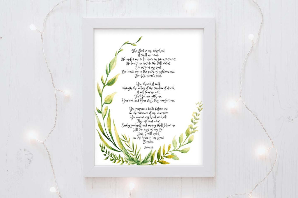 Wall Art Christian Gifts Quote Scripture, Psalm 23, The Lord is My Shepherd, Printable Scripture Art, Bible Verse Prints