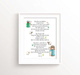 Psalm 23 kids print with shepherds and sheep, Bible verse nursery art Psalm 23 for children, The Lord is My Shepherd kids print