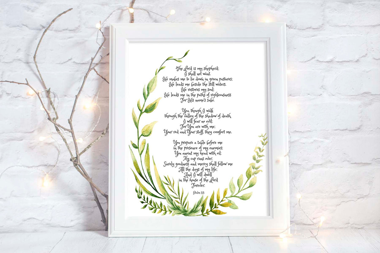 Psalm 23 Printable Art, Psalm 23, Bible printables, my cup is, bible verse wal art print, bible verses for encouragement