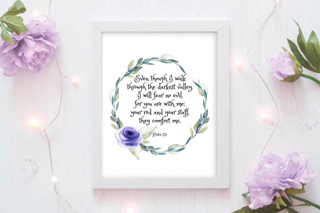 Wall Art Christian Gifts Quote Scripture, Psalm 23, The Lord is My Shepherd, Printable Scripture Art, Bible Verse Prints