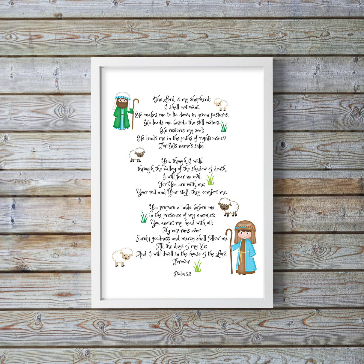 The Lord is My Shepherd Wall Art Print, Psalm 23 Nursery Wall Art, Psalm 23 Nursery Prints