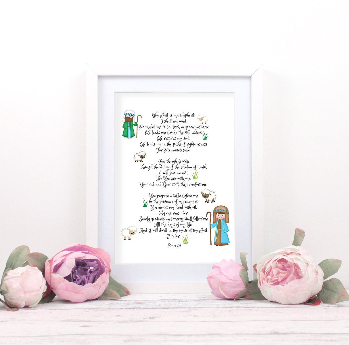 Psalm 23 Nursery Art, Psalm 23 Kids Art Print, Psalm 23 Christian Wall Art Print