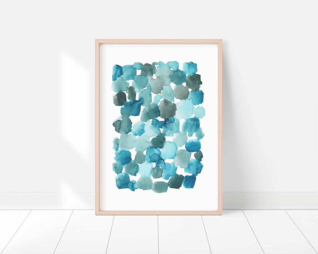 turquoise Abstract Art Prints, blush turquoise Wall Decor, Watercolor Abstract Art, turquoise abstract wall art uk