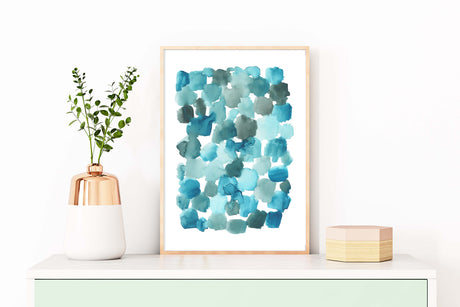 turquoise Wall Art, Watercolor Abstract Print, Bedroom Decor Prints, Office Decor Watercolour Painting, Modern Minimalist Art