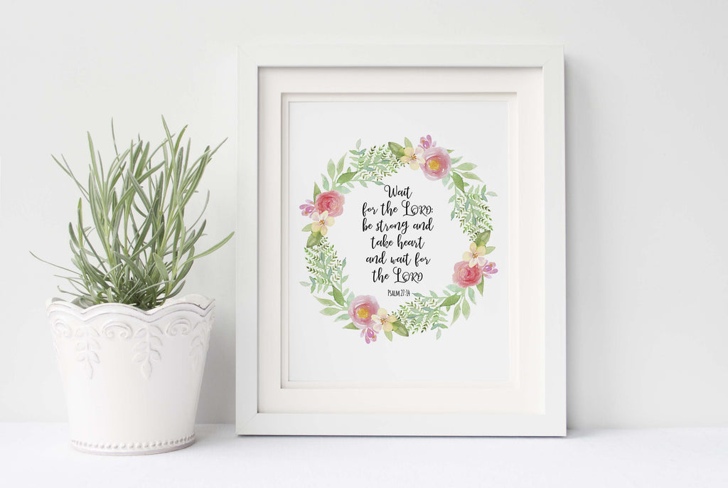 Crafty Cow Design - Wait for the Lord Wall Art, Scripture Wall Art UK, Psalm 27 14 Print