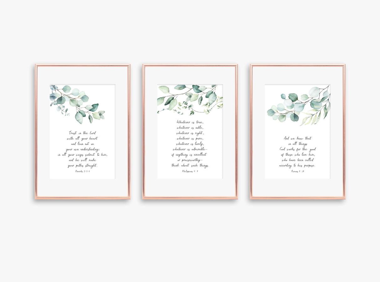 contemporary Christian Wall Art Uk, christian print sets uk, botanical print sets, botanical wall art, botanical prints