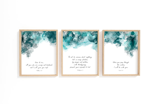 Bible Verse Art Prints Set of 3 Scripture Prints, Christian Gift Idea, comforting bible verse prints, comforting verses