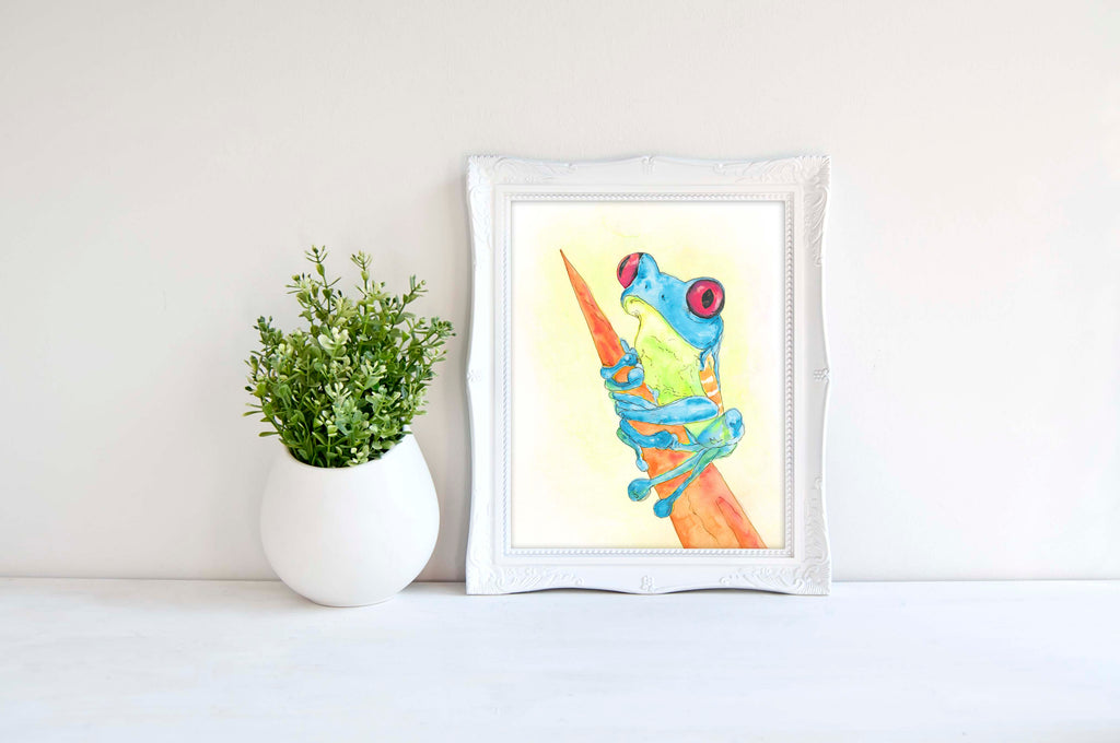  Watercolor Frog Art, Watercolor Frog Print, Frog Wall Art Print
