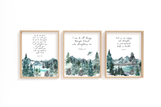 Comfort Christian Art Print Set of 3, Bible Verses about Comfort, Christian Prints, Christian Artwork UK, Bible Verse 