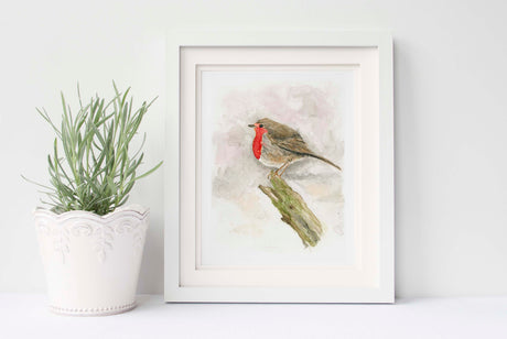 Robin Watercolour Pictures, Robin Watercolour Wall Art, Robin Bird, Serene robin illustration in watercolor