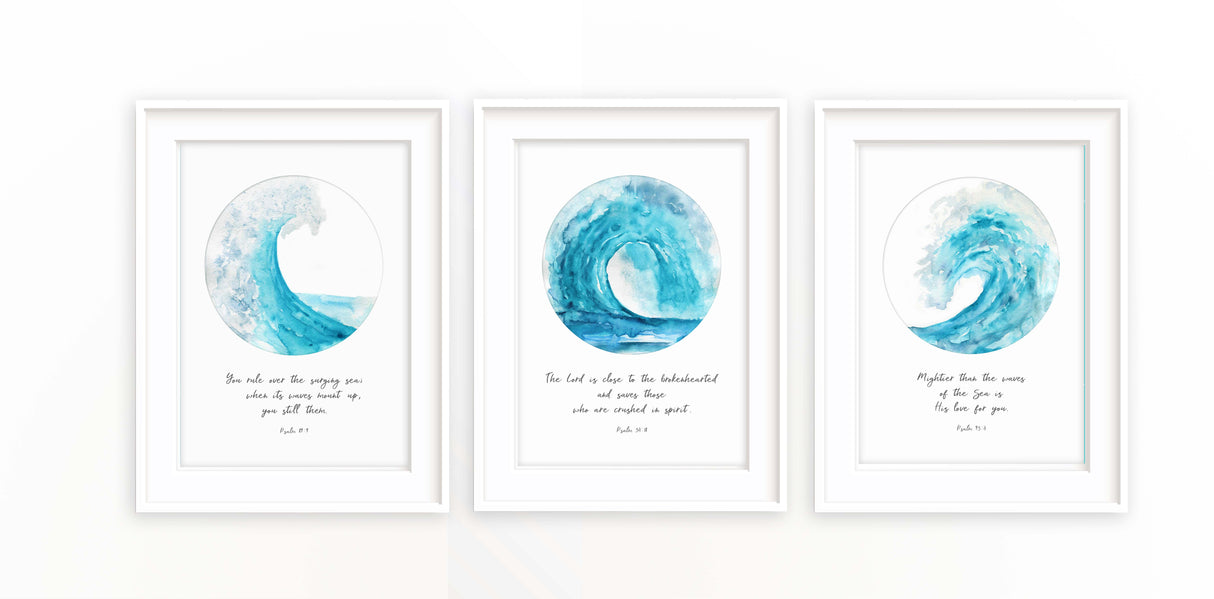 You rule over the surging sea, The Lord is close to the brokenhearted, Mightier than the waves, Christian Wall Art