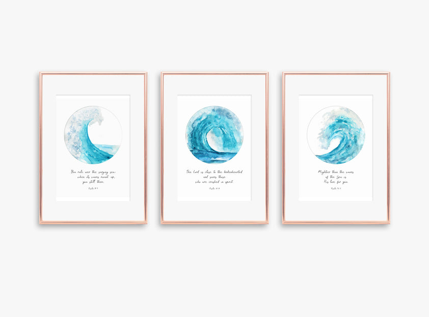 Ocean Themed Bible Verses Print Set, Watercolour Scripture Wall Art ...