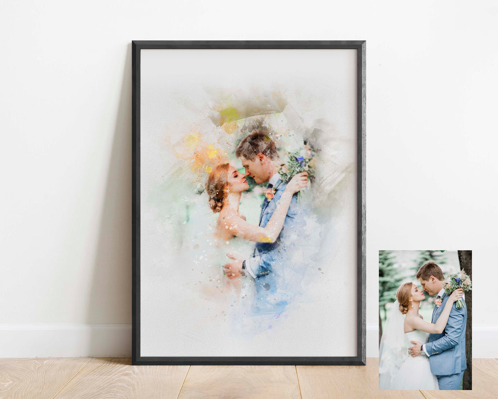 Newlywed Gift Custom Couple Portrait from Photo, Newly Married Gifts, newly engaged gift for couple, newlywed gift for couples