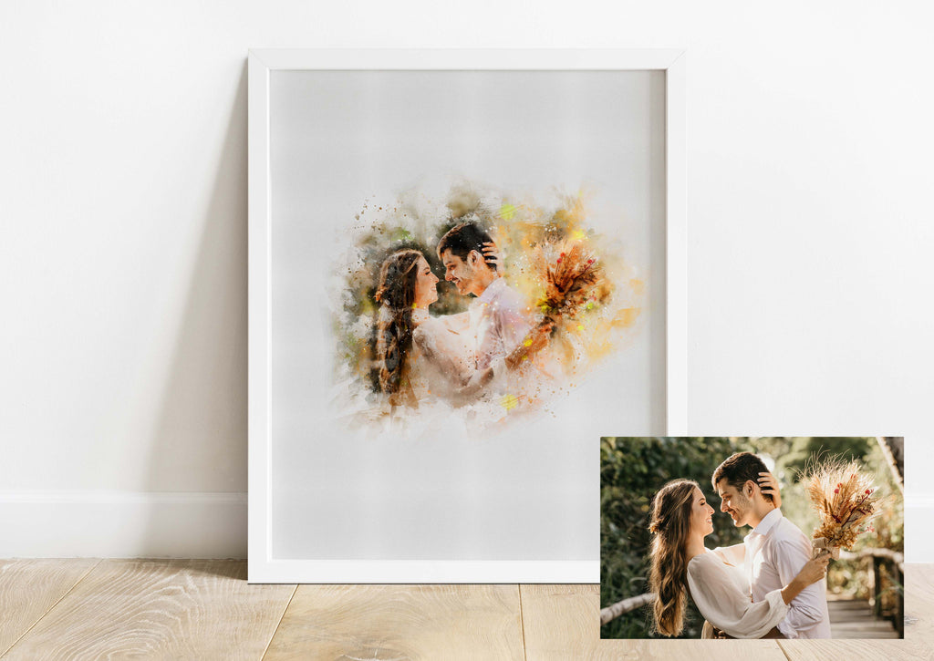 valentines day gift for husband, digital portrait from photo, paper anniversary, anniversary gift for wife, unique wedding gift