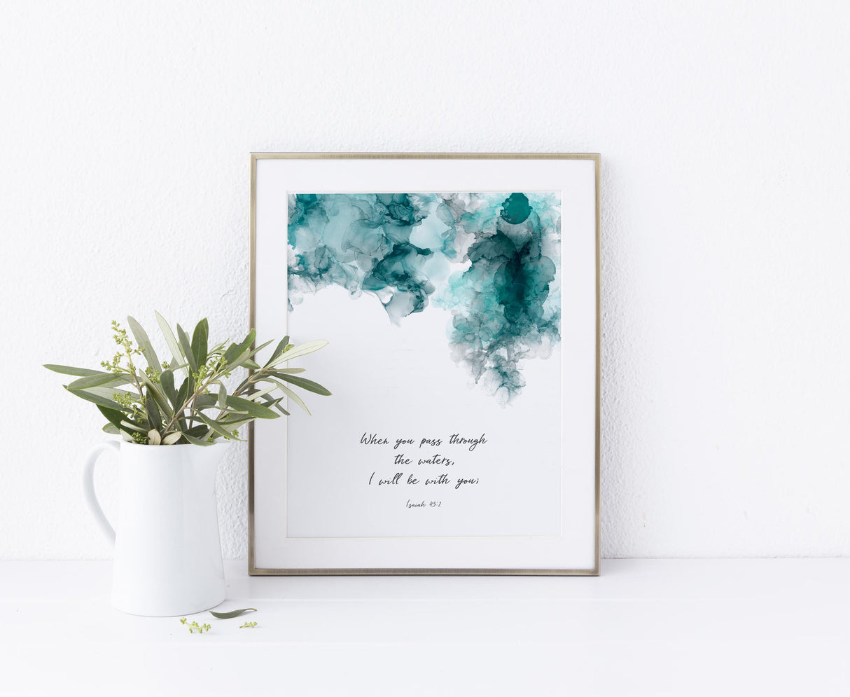 Isaiah 43 2 Wall Art Print, Contemporary Christian Wall Art Decor