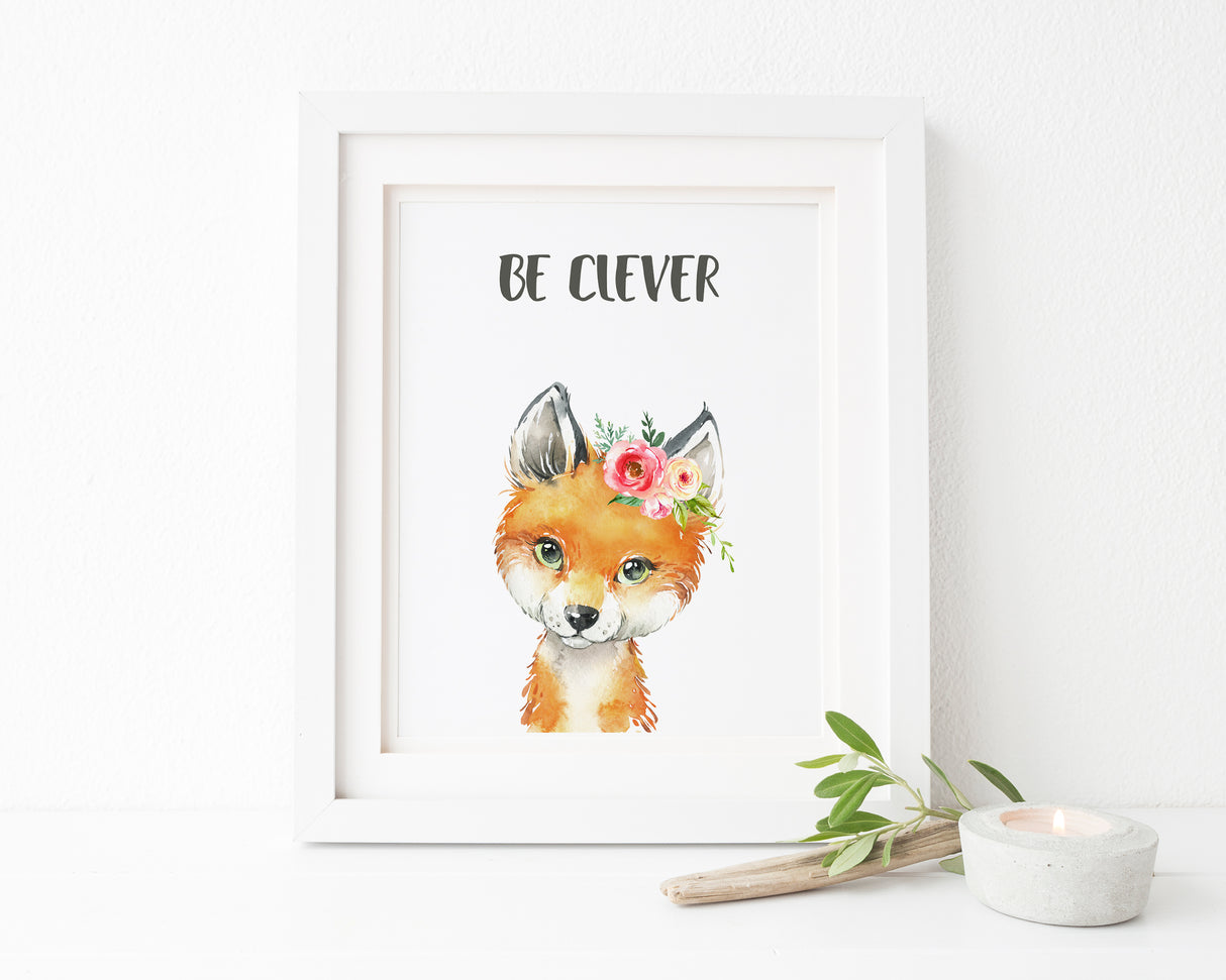 watercolor fox art, fox watercolor nursery, personalised kids wall art, nursery fox decor, nursery fox prints, fox art