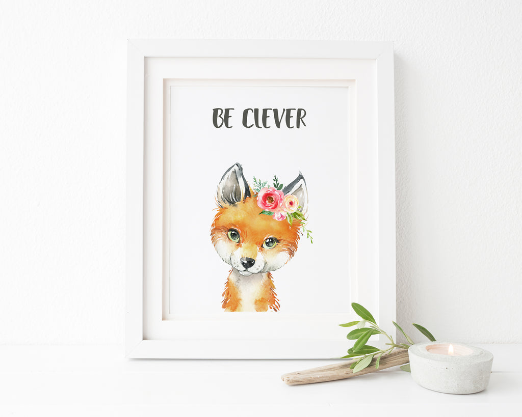 watercolor fox art, fox watercolor nursery, personalised kids wall art, nursery fox decor, nursery fox prints, fox art