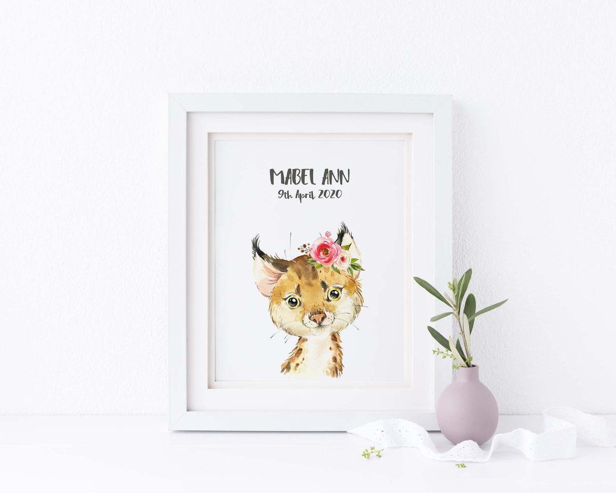 Lynx Nursery Wall Art Girl, Be Honest Wall Art Print Personalised, Animal Wall Art for Kids Prints, Be Honest Wall Art