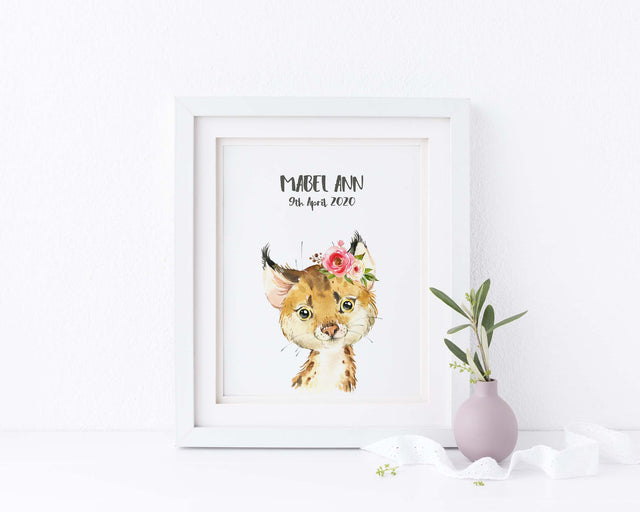 Lynx Nursery Wall Art Girl, Be Honest Wall Art Print Personalised, Animal Wall Art for Kids Prints, Be Honest Wall Art