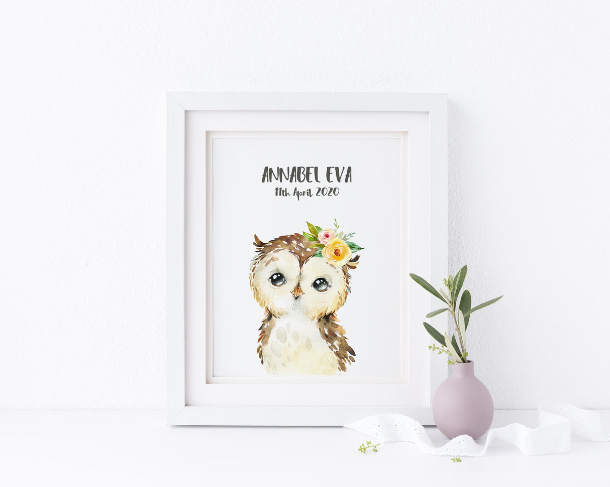 Owl Nursery Decor, Childrens Owl Room Decor, Woodland Animal Prints, woodland animals uk, woodland animal decor