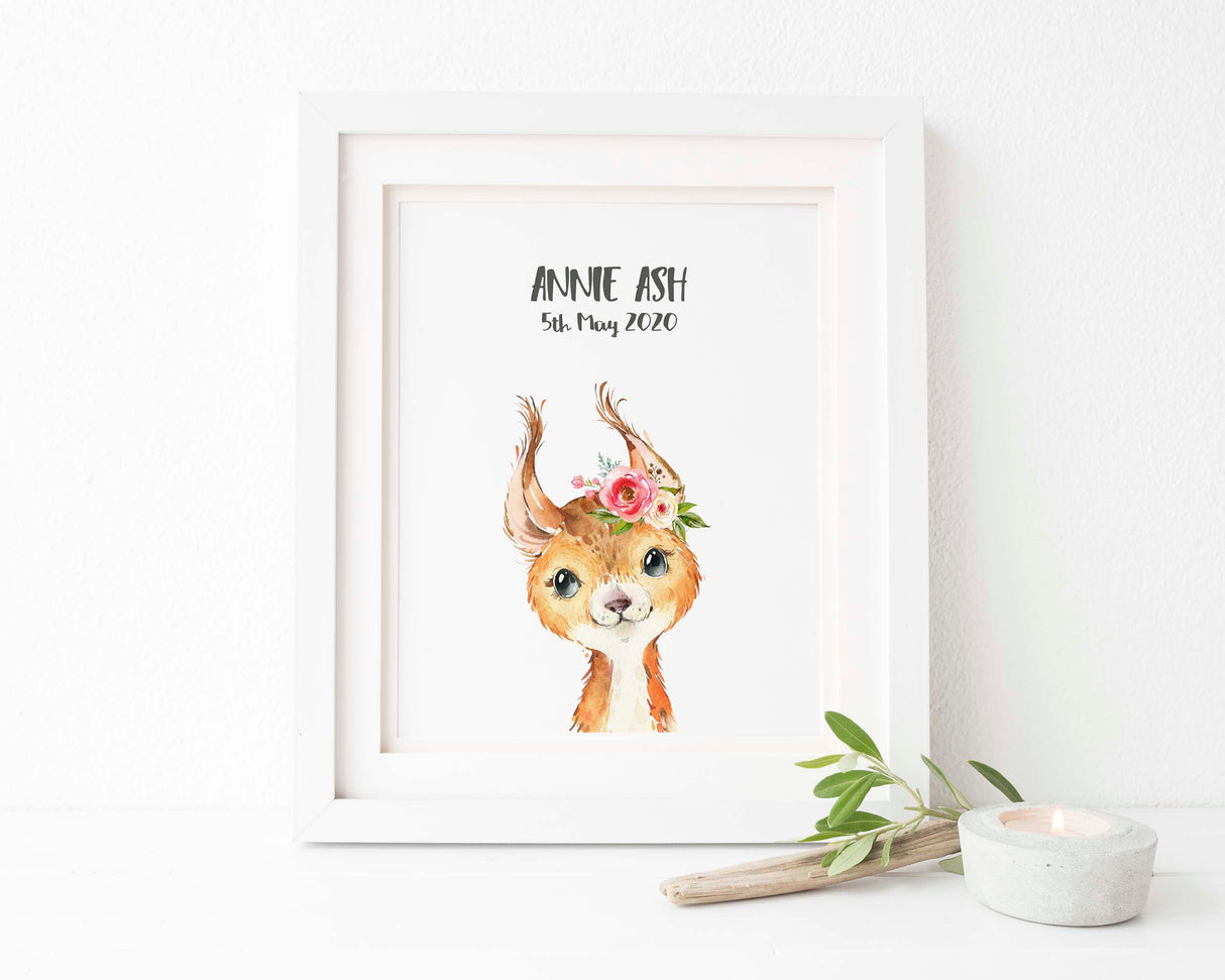  Woodland Animal Prints, Woodland Animals Nursery Baby Animal Art Gift, Baby Animal Prints, Squirrel Art