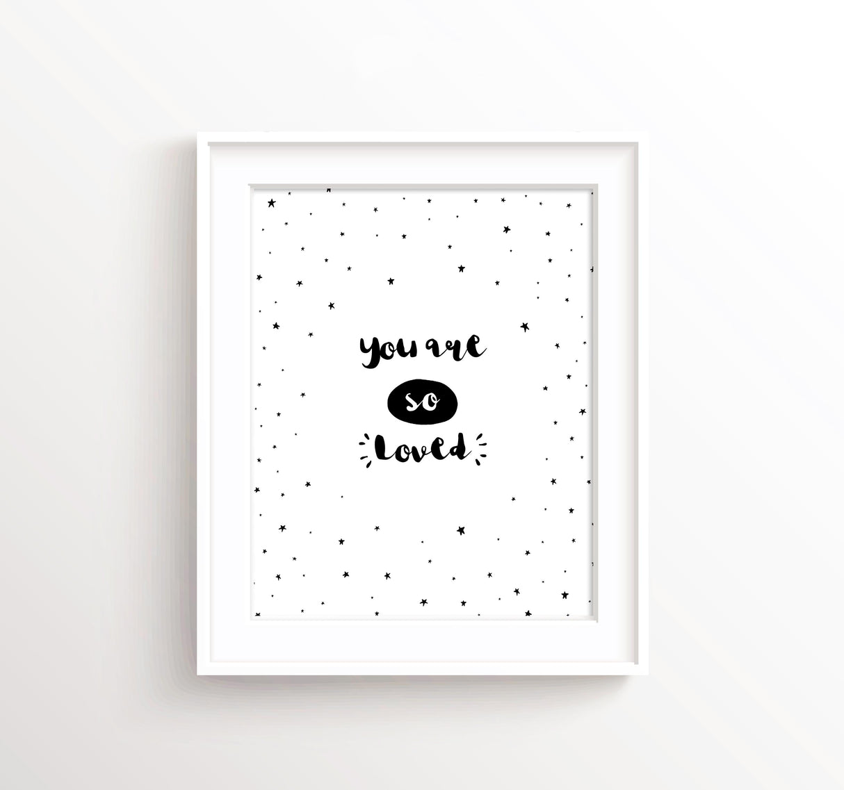 Black and White Nursery Print, black and white nursery decor, scandi style nursery, you are so loved print wall art