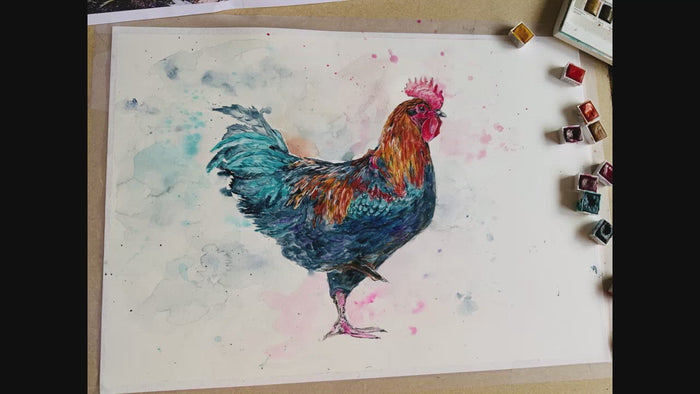 rooster time lapse, rooster painting, painting a rooster, rooster wall art, kitchen art