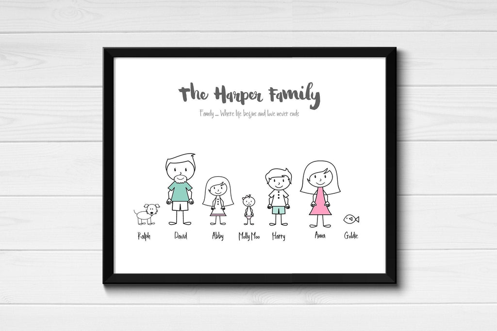 family motto pictures,Personalised Family Wall Art,custom family prints,Personalised Family and Pets Print,Personalized Family Prints