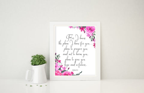 For I Know I Have Plans For You Wall Art, Jeremiah 29 11 Print Gift ...