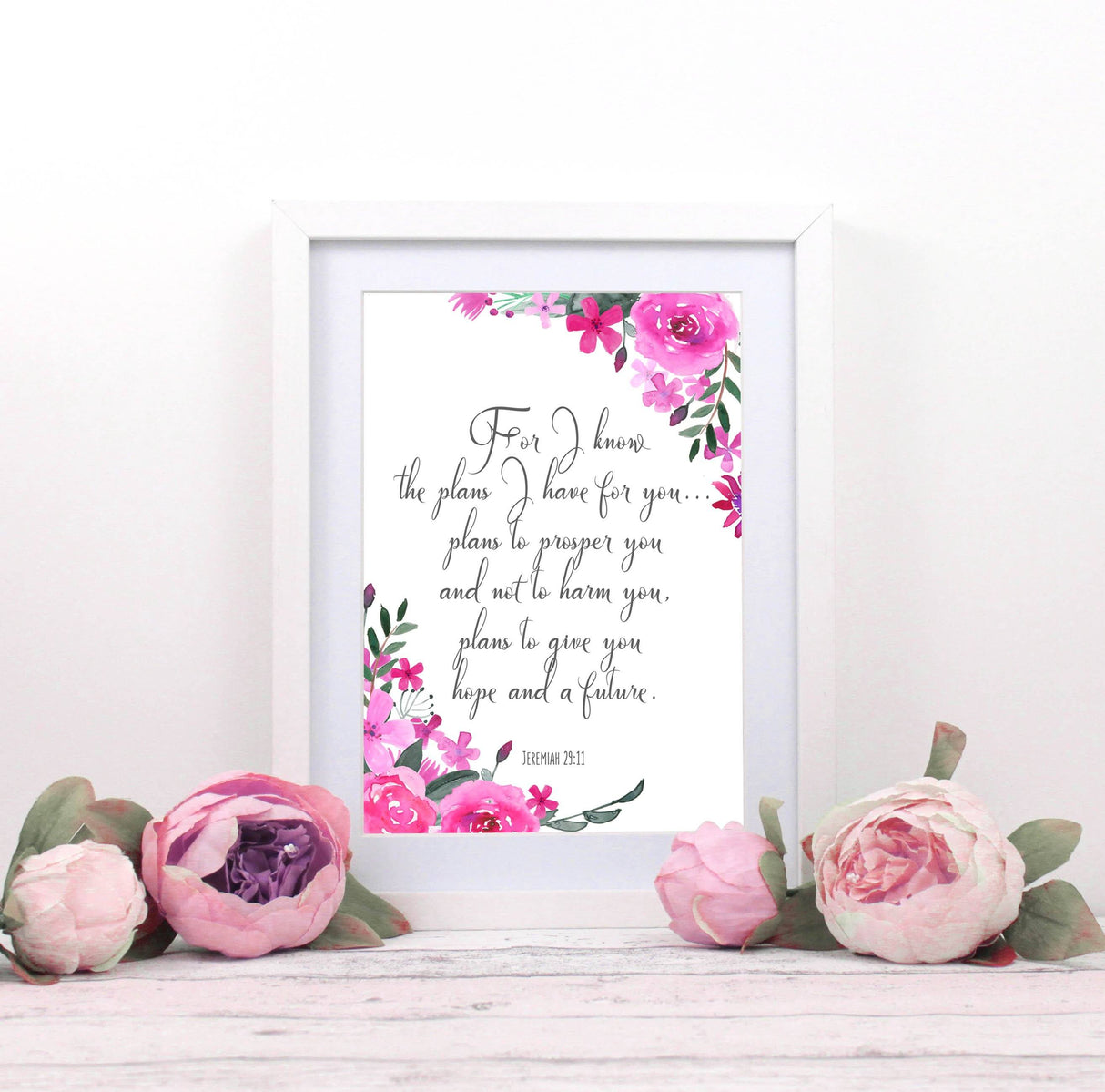 watercolor floral bible verse, floral bible quote, floral print bible verse, bible verse wall art, christian wall art uk