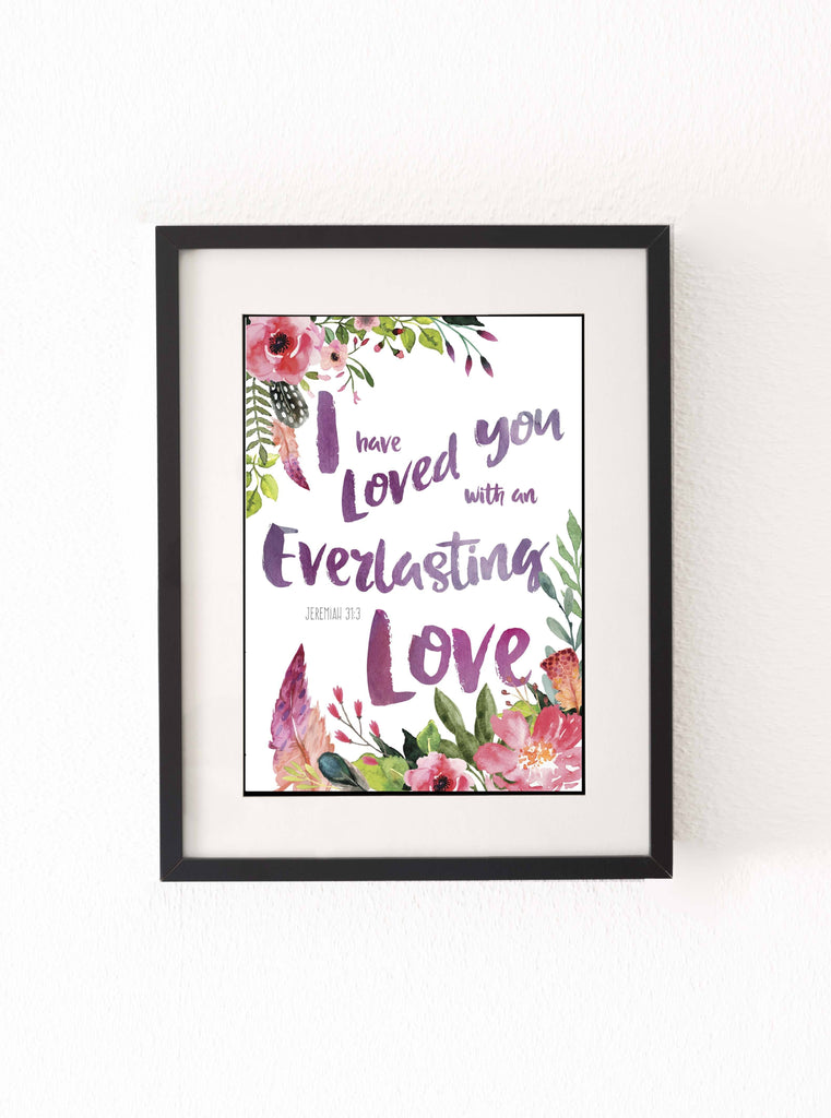 bible verse posters, religious wall decor, bible posters, christian prints, i love you with an everlasting love
