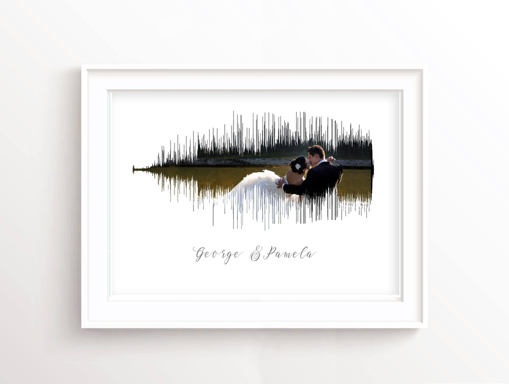 Photo Sound wave gifts for him, Wedding Song Soundwave, Personalised Sound Wave Art Print With Photo Background, Capture your favorite song 