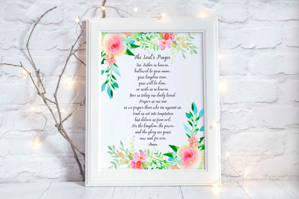 The Lord's Prayer Poster, Scripture Wall Art, Religious Wall Art