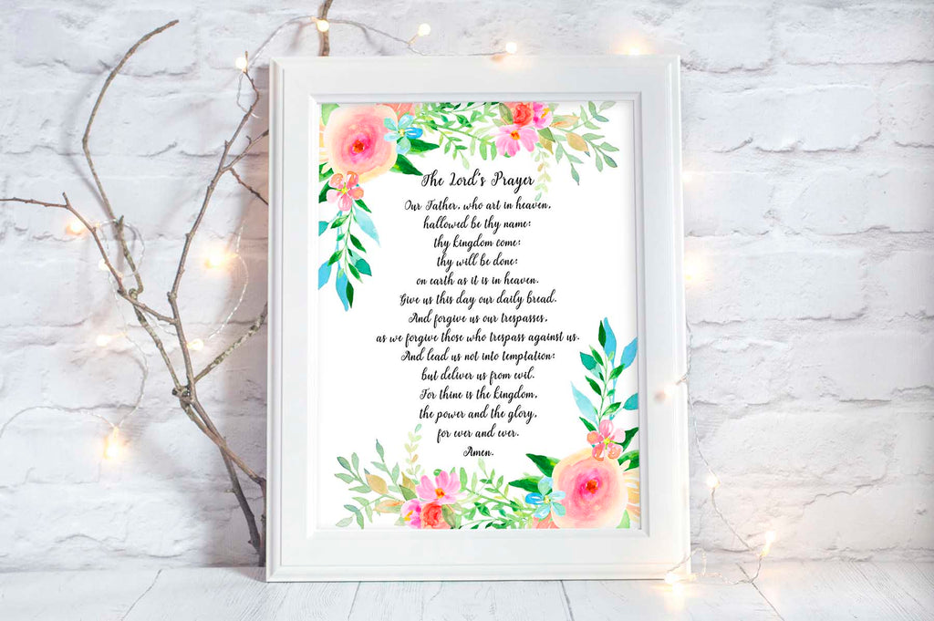 Christian Wall Art The Lords Prayer Wall Art Print - Lovely Gift for a Christian Woman